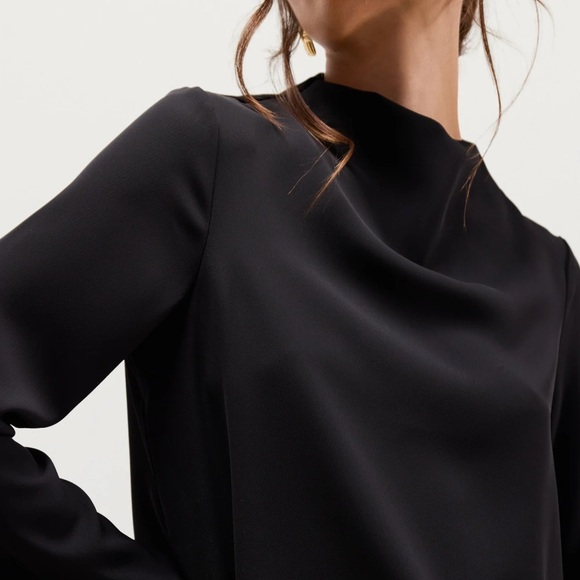 Amanda Uprichard Black Cowl Neck Long Sleeve Blouse Top Small